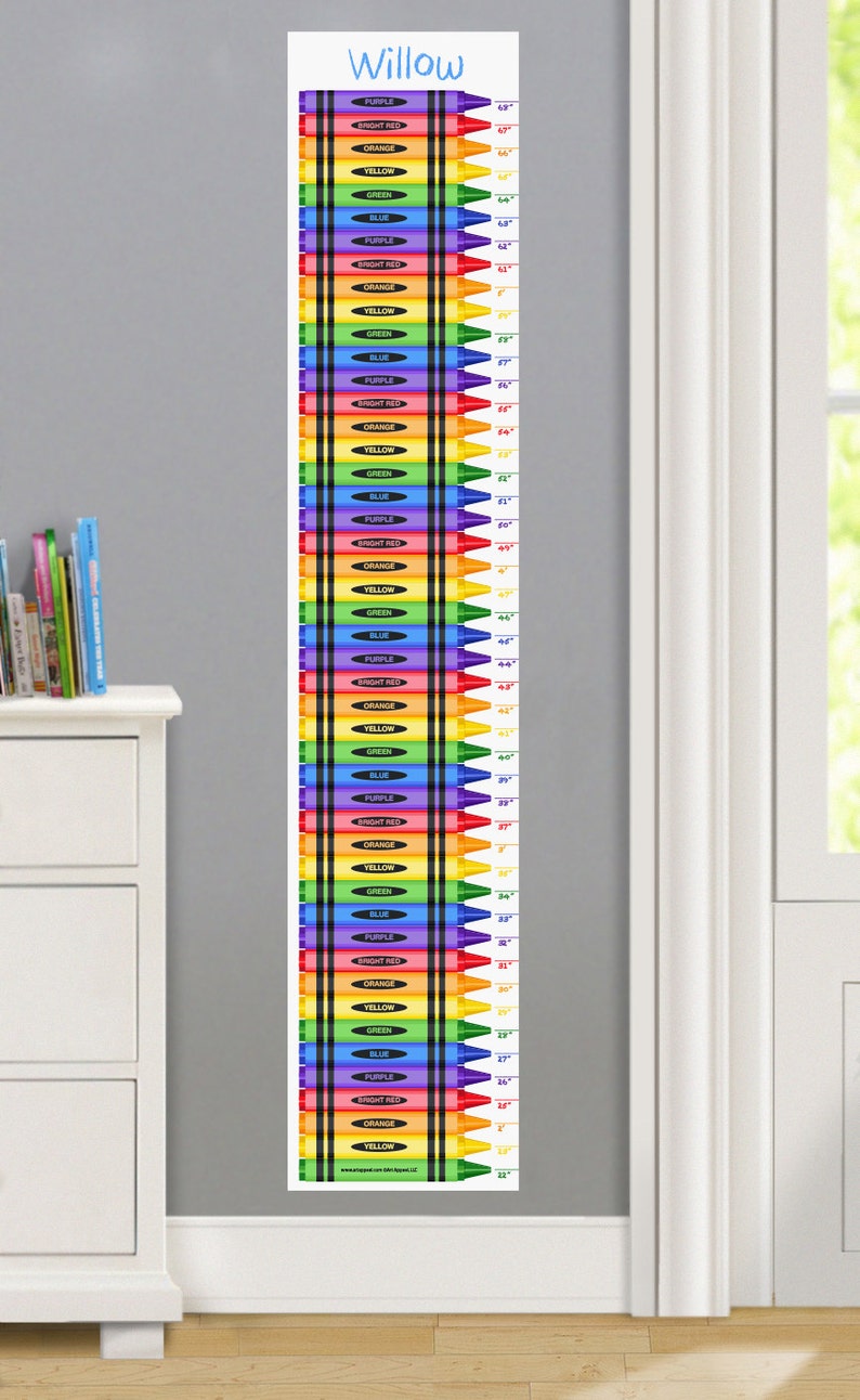 Kids Personalized Crayons Wall Decal Growth Chart Boys or Etsy