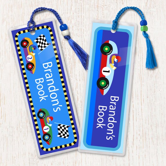 Kid's Personalized Race Car Bookmarks Boy's Laminated | Etsy