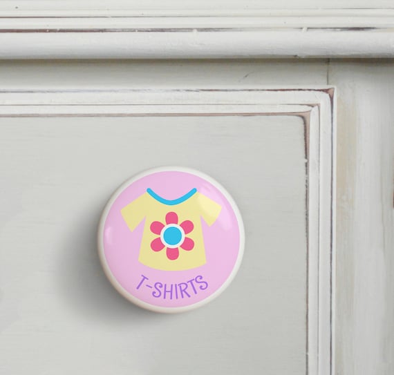 Girls T Shirt Drawer Knobs Set Of 2 Knobs Dresserz Kids Etsy