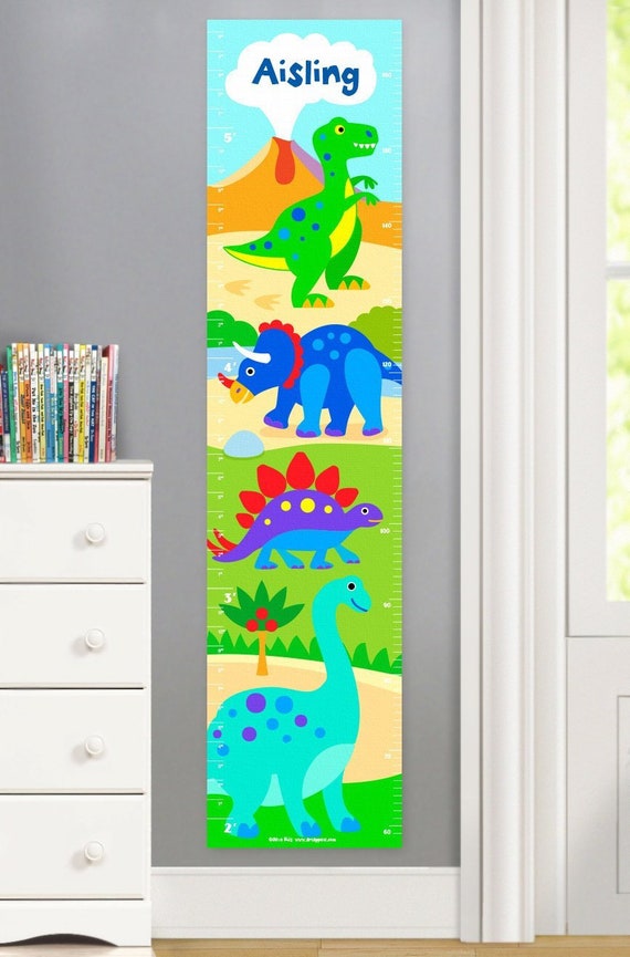 Height Chart Growth Chart Banner Personalized Kids Canvas Growth Chart Baby Dino