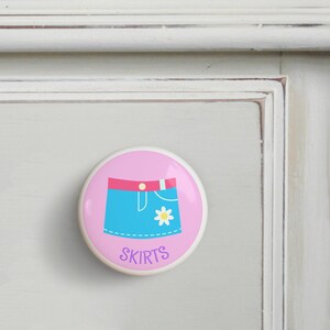 Girls Skirts Drawer Knobs, Set of 2 Knobs, Dresserz Kids Drawer Pull, Clothing Identification Drawer Knobs