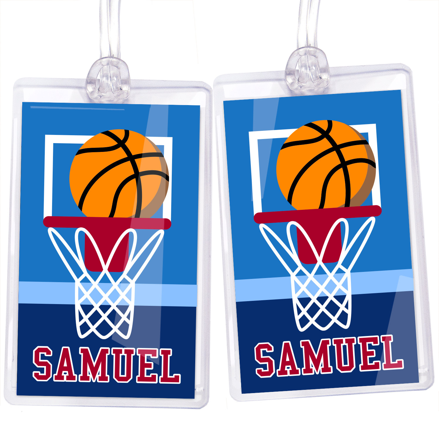 Boy's Personalized Basketball Name Tag Set Etsy