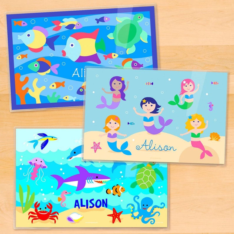 Girls Personalized Ocean Placemats Laminated Placemat Set of Etsy