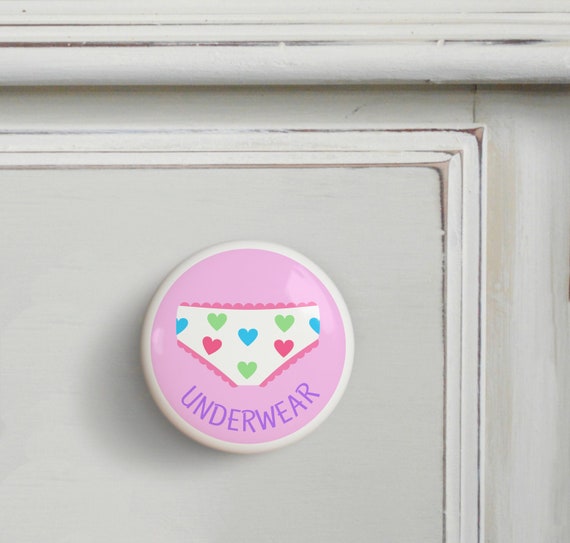 Girls Underwear Drawer Knobs Set Of 2 Knobs Dresserz Kids Etsy