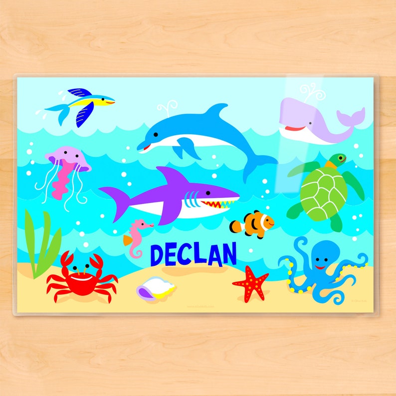 Girls Personalized Ocean Placemats Laminated Placemat Set of Etsy
