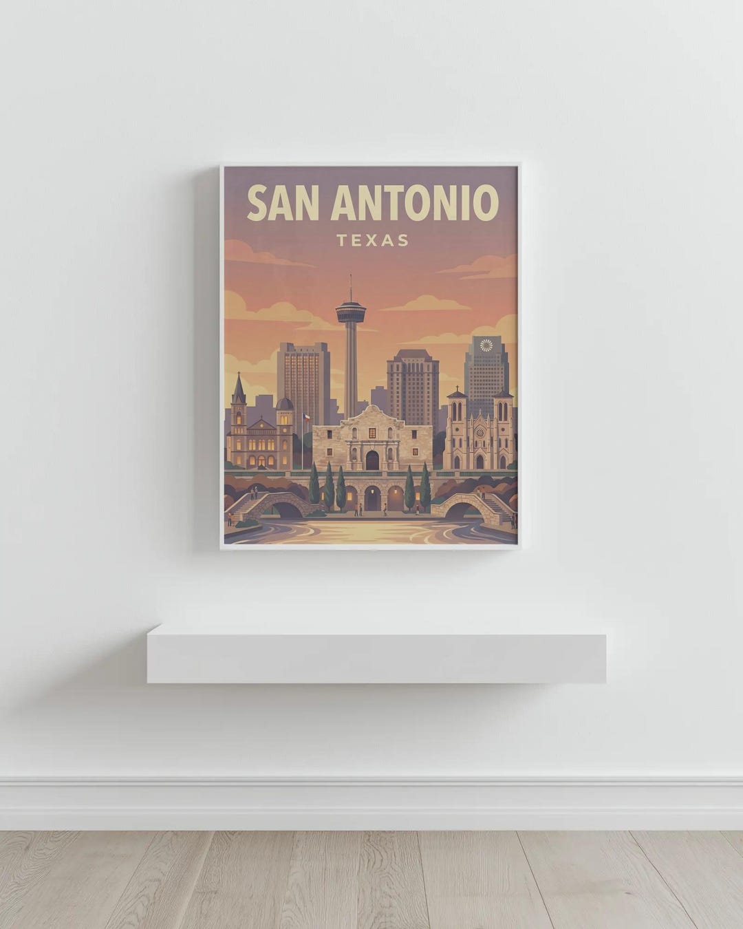 San Antonio City Art Print • San Antonio Skyline Poster • TX Travel ...