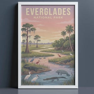 Art mural des Everglades · Poster du parc national de Floride · Impression vintage