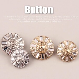 Lion Head Button,Metal button with embedded diamonds,Suitable for leather jackets and coats