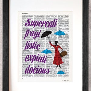 Supercalifragilisticexpialidocious Mary Poppins print,Children wall art,Nursery print,Poppins dictionary print,Poppins poster,NATURA PICTA