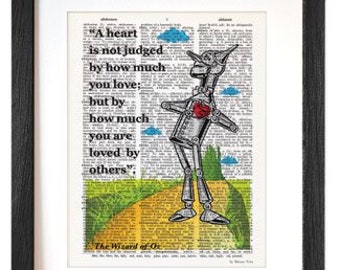 A heart is not judged Wizard of Oz quote print, Tin Man print, Oz poster, Oz wall art, fairy tale poster, nursery print, children wall art