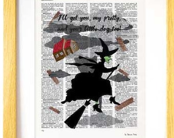 The Wicked Witch of the West print, wizard of Oz print, the wizard of Oz Dictionary print, Oz book print, children wall art, by NATURA PICTA