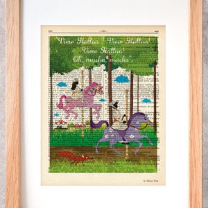 Mary Poppins & Jane riding on a carousel horses print-Mary Poppins dictionary print-Nursery print- Christmas gift- dorm decor- NATURA PICTA