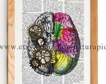 Left right brain anatomy print, brain wall art, anatomy poster, human brain wall art, brain poster, Xmas gift, doctor gift,anatomy print set