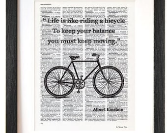 Einstein bicycle quote print, retro Bicycle dictionary print, Bicycle book art, motivational print, bicycle decor, dorm print by NATURAPICTA