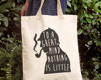 Sherlock Holmes quote tote bag- Sherlock tote bag- British style tote- book lover gift- college tote- back to school - by NATURA PICTA