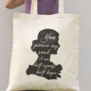 Bolsa de tela &quot;Orgullo y prejuicio&quot;: cita literaria de Jane Austen