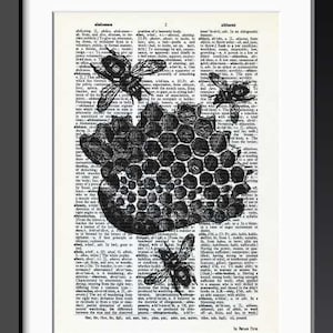 Bumble bee insect print, Bee insect dictionary print, bumble Bee book art, botanical print, home decor, bee decor, rustic print,NATURA PICTA