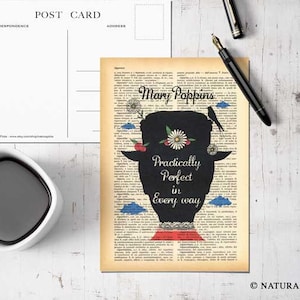 Mary Poppins Praticamente Perfetta Cartolina - (10.5 x 14.8 cm) stampata su carta 300 g/m2 Design by Natura Picta