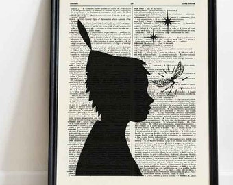 Peter Pan print, Peter Pan dictionary print, Peter Pan  wall art, Peter Pan  poster, Christmas gift, fairy tale print, nursery decor