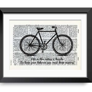 Stampa grafica bicicletta con citazione Einstein-decorazione pareti-stampe su dizionario-idea regalo-regalo ciclisti-NATURA PICTA-DP153