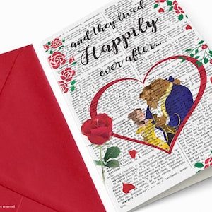 Biglietto d'auguri bella e la bestia-inviti personalizzati-regalo per lei-biglietto anniversario-biglietti auguri-inviti personalizzati