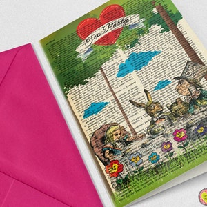 Mad Hatter Tea Party Greeting Card-Compleanno Invito-Alice carta-Cartolina carta-carta personalizzata-carta festa-citazione carta-NATURA PICTA NPGC059