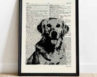 Golden Retriever art print, Golden Retriever wall art,cool dog wall art, Golden Retriever poster , custom dog print, dogs dictionary art