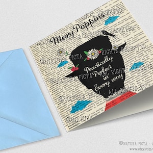 Mary Poppins prácticamente perfecta en todos los sentidos Square Tarjeta de felicitación, tarjeta de cumpleaños, tarjeta personalizada, tarjeta Poppins, tarjeta hecha a mano, por NATURA PICTA