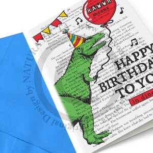 Biglietto d'auguri T-rex dinosauro-biglietto compleanno-inviti personalizzati-regalo per lei-biglietti divertenti-regalo x lui-NATUR APICTA