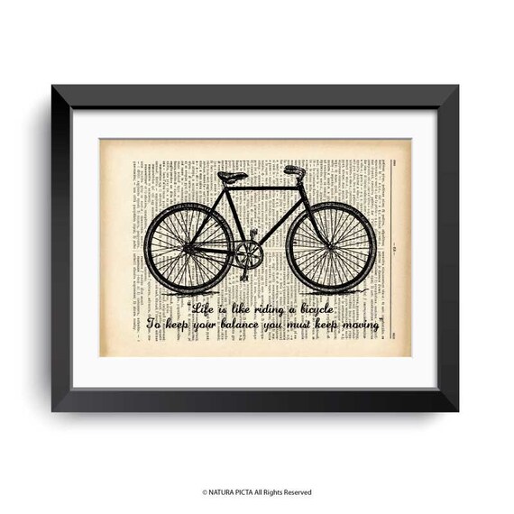 Items similar to Einstein bicycle quote dictionary print-bicycle print ...