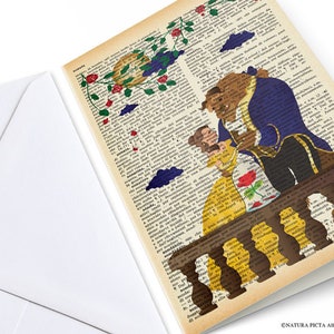 Biglietto d'auguri bella e la bestia-inviti personalizzati-regalo per lei-biglietto anniversario-biglietti auguri-inviti personalizzati
