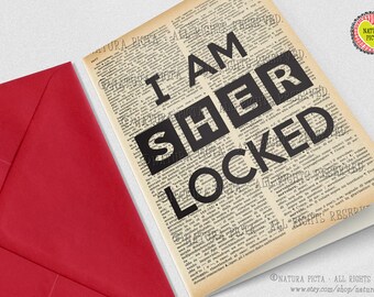 Je suis Sherlocked Greeting Card-birthday card-4x6 card-funny card-Invitation-custom card-quote card-set of 3 card-blank card-NATURA PICTA