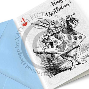 Biglietto d'auguri Bianconiglio-biglietto Alice nel paese delle meraviglie-regalo per lei-idea regalo-regalo per lui-design NATURAPICTA