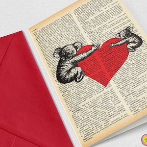 Koalas in love Card- carta animale divertente- carta retrò- biglietto d'auguri- idea regalo- biglietto anniversario- biglietto di nozze- biglietto di ringraziamento- di NATURAPICTA