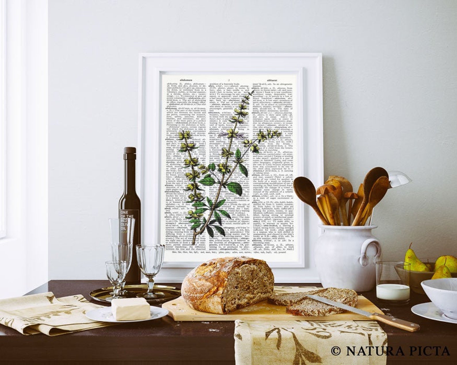Basil Herb Botanical Print Basil Dictionary Print Kitchen Etsy