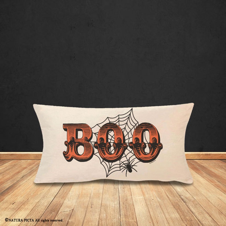 Halloween pillow cover-Halloween decor-Boo pillow cover-Halloween lumbar pillow-rustic pillow-home decor-fall pillow-by NATURA PICTA-NPLP003