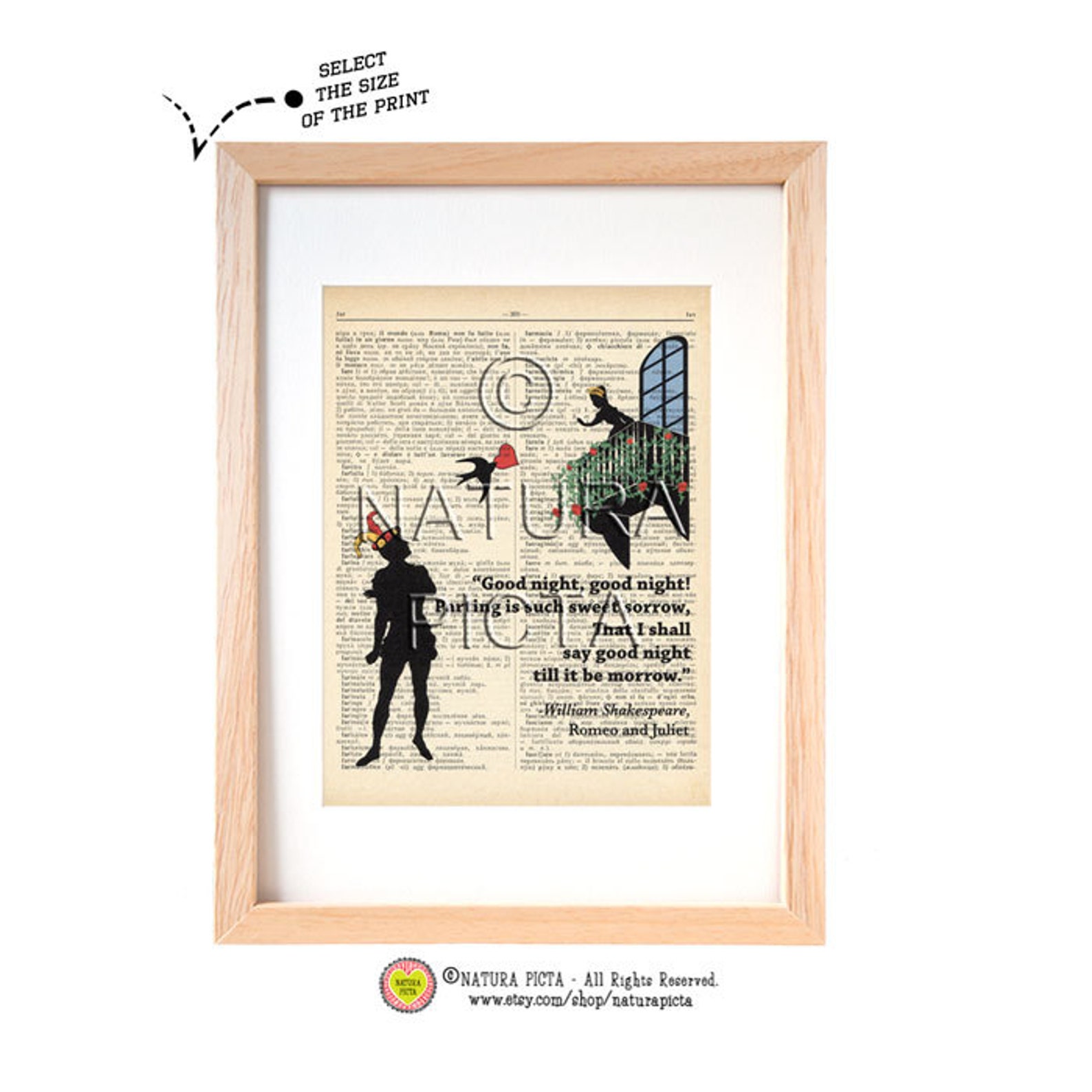 Romeo and Juliet Dictionary Printshakespeare Quote Etsy