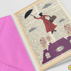 Biglietto d'auguri Mary Poppins-inviti personalizzati-regalo per lei-biglietto anniversario-biglietti auguri-biglietti divertenti