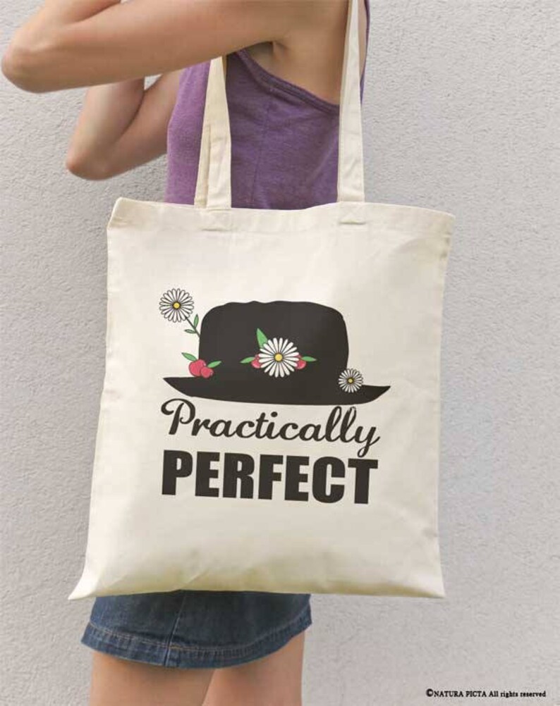 Practically perfect tote bag-Mary Poppins tote bag-cool tote bag-shopping bag-christmas gift-gift idea-gift for her-birthday gift-NPTS112