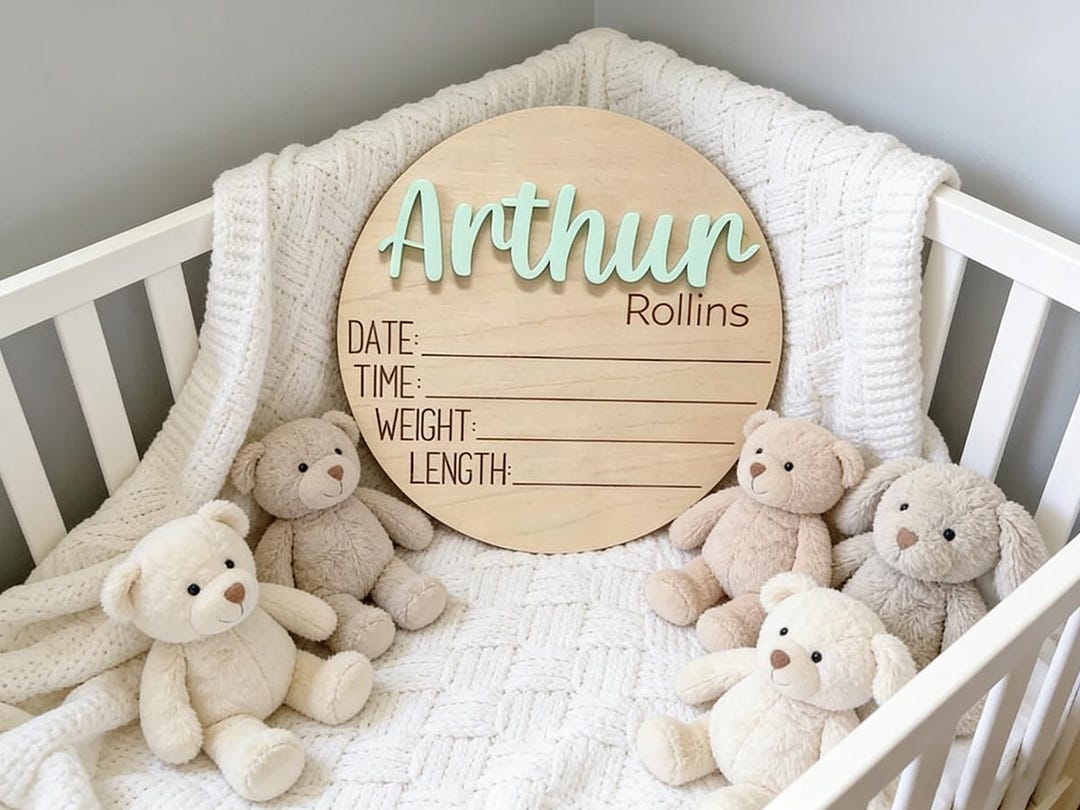Baby Birth Stats Sign Custom Wood,laser Engraved Personalized Keepsake ...