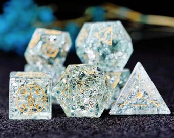 Juego de dados de piedras preciosas • Poliédricos de borde afilado para Dungeons & Dragons