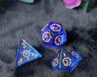 Juego de dados de piedras preciosas • Poliédricos de borde afilado para Dungeons & Dragons
