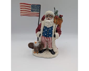 Colección Vintage Internacional de Papá Noel: Papá Noel Patriótico Americano 2002