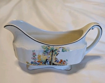 Vintage J&G Meakin England Sol Floral Pastoral Footed Juskom Creamer Jaren 30