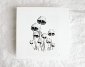 Mycena Mushrooms Mini Print 5x5