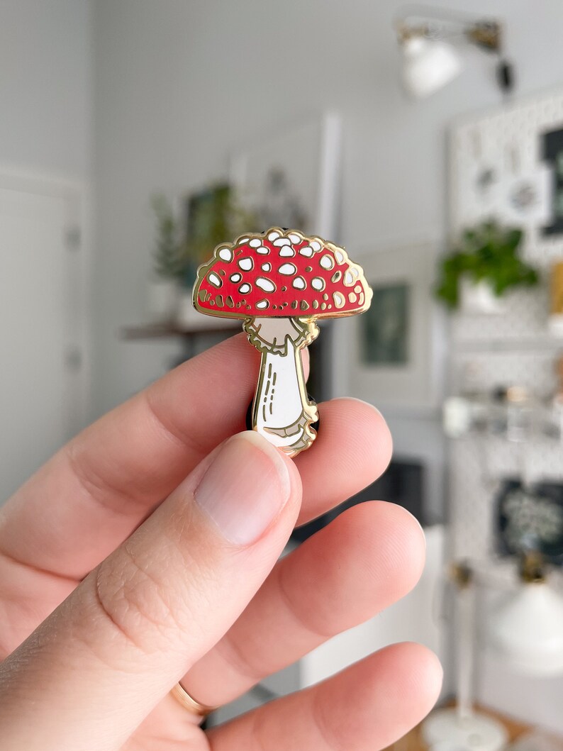 Fly Agaric Mushroom Enamel Pin Gold image 3