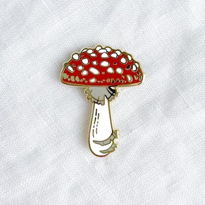 Fly Agaric Mushroom Enamel Pin Gold image 1