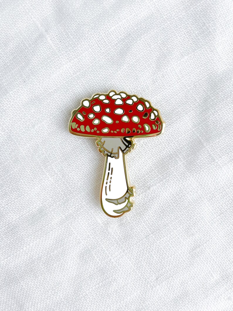 Fly Agaric Mushroom Enamel Pin Gold image 1