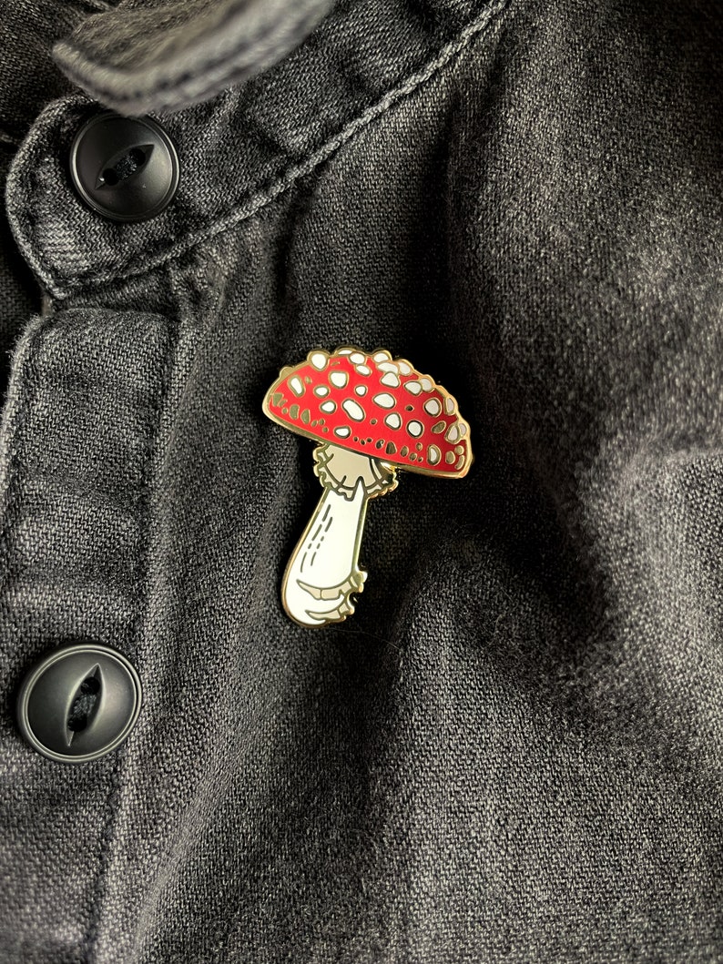 Fly Agaric Mushroom Enamel Pin Gold image 4