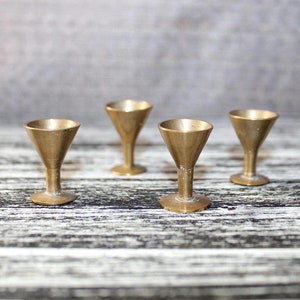 Vintage Brass Miniature Goblets | Set of 4 Dollhouse Cups | 1970s